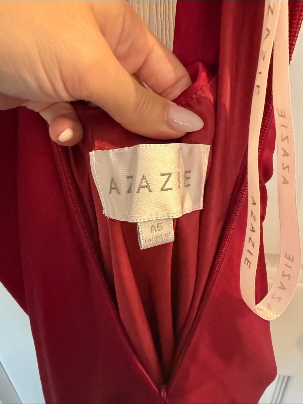 Azazie A6 Cranberry Formal Gown Cowl Neck Sleeveless Floor Length Dress - Picture 4 of 12